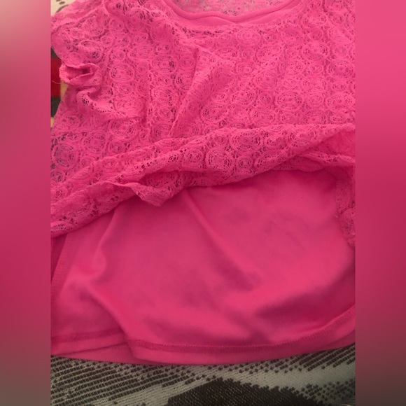 Pink top with sheer overlay attached - Picture 2 of 2